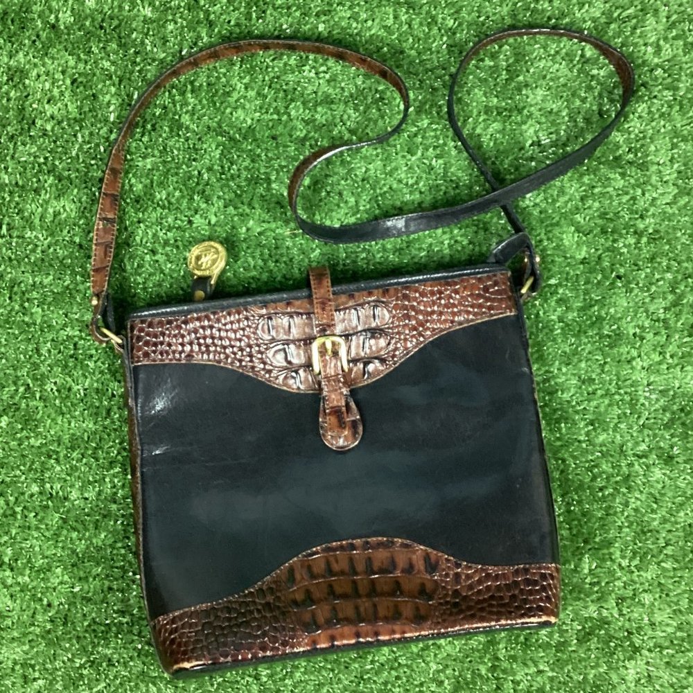 Brahmin Vintage Handbag Black Brown Bag